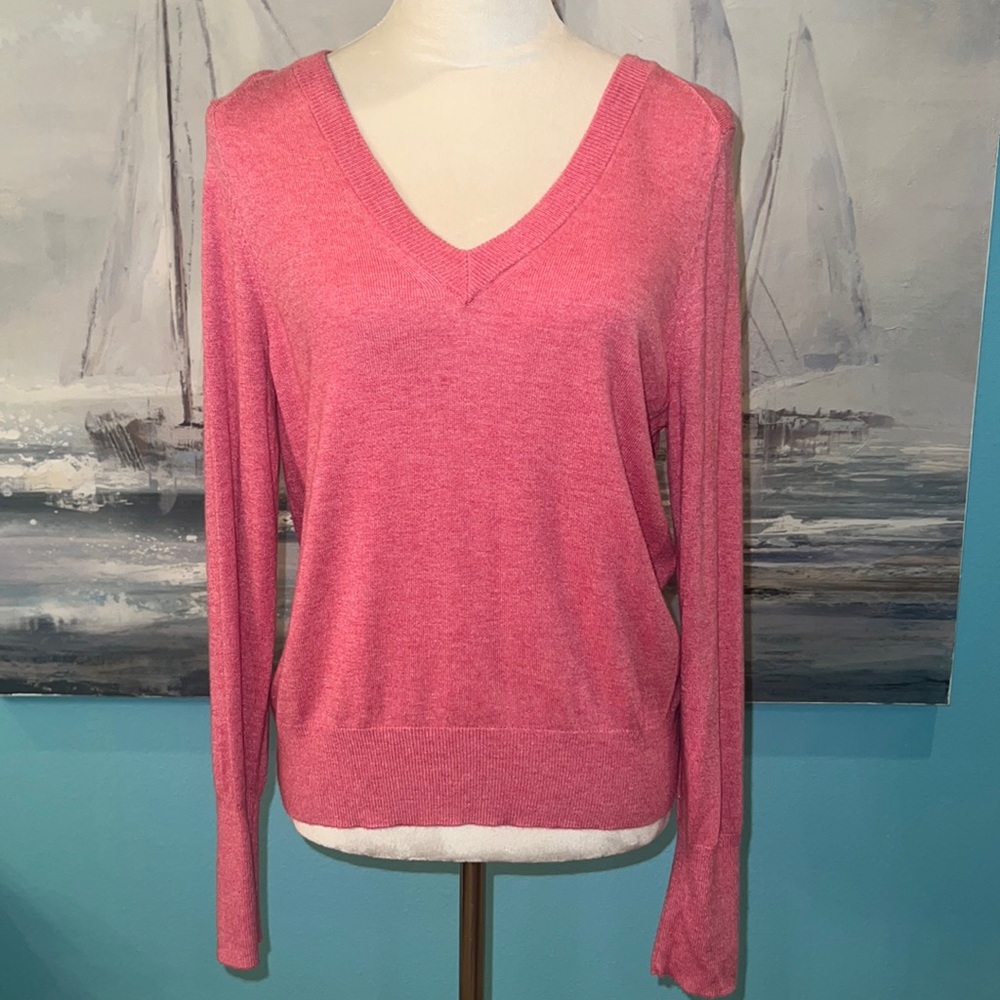 A New Day Pink V Neck Sweater, Medium